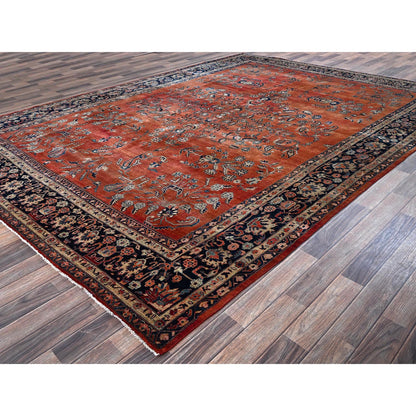 Antique Wool Hand Knotted Rug Red 8.7x12.3 -O01368