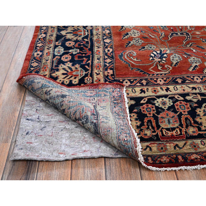 Antique Wool Hand Knotted Rug Red 8.7x12.3 -O01368
