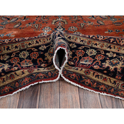 Antique Wool Hand Knotted Rug Red 8.7x12.3 -O01368