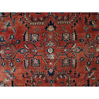 Antique Wool Hand Knotted Rug Red 8.7x12.3 -O01368