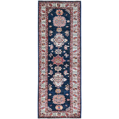 Kazak Wool Hand Knotted Rug Blue Ivory 2.5X6.9 -O0136