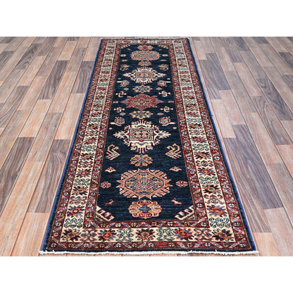Kazak Wool Hand Knotted Rug Blue Ivory 2.5X6.9 -O0136