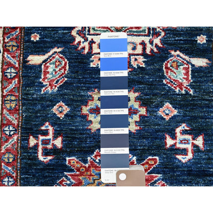 Kazak Wool Hand Knotted Rug Blue Ivory 2.5X6.9 -O0136