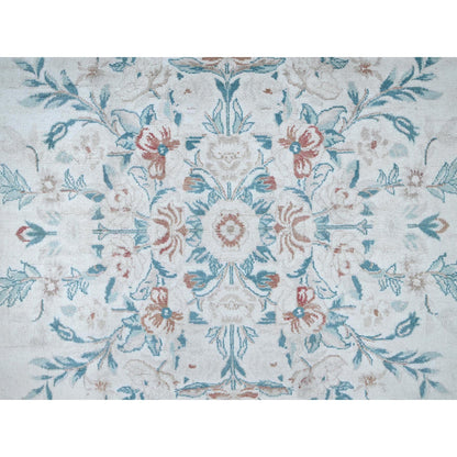 Fine Oriental Wool Hand Knotted Rug Ivory 9.0x11.9 -O01370