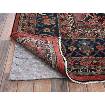 Antique Wool Hand Knotted Rug Red 11.3x14.5 -O01373