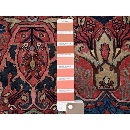 Antique Wool Hand Knotted Rug Red 11.3x14.5 -O01373
