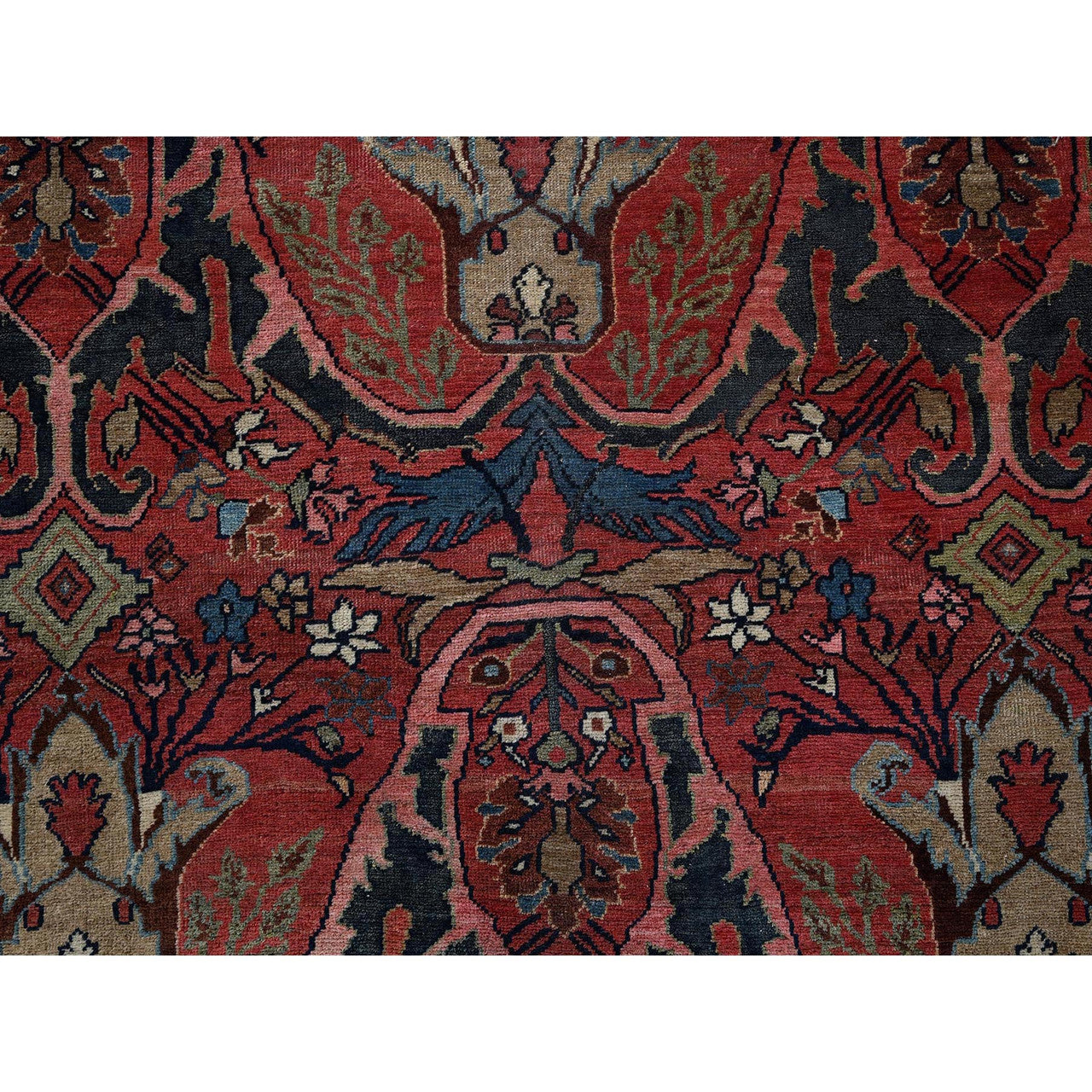 Red 11'3" x 14'5" Antique Hand knotted Wool Rug - Sku: O01373