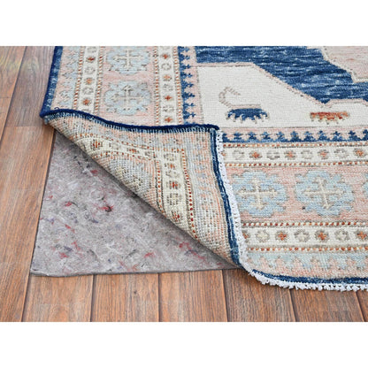Oushak And Peshawar Wool Hand Knotted Rug Blue 4.11x6.10 -O01416