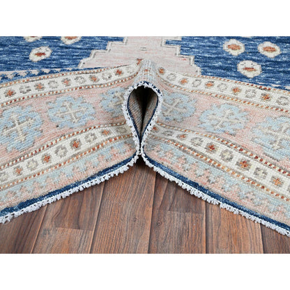 Oushak And Peshawar Wool Hand Knotted Rug Blue 4.11x6.10 -O01416