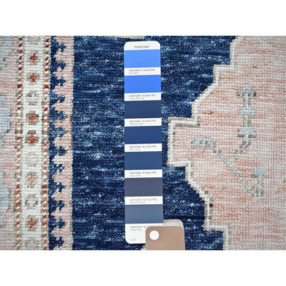 Oushak And Peshawar Wool Hand Knotted Rug Blue 4.11x6.10 -O01416