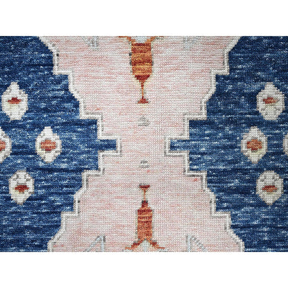 Oushak And Peshawar Wool Hand Knotted Rug Blue 4.11x6.10 -O01416