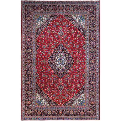Overdyed & Vintage Wool Hand Knotted Rug Red Blue 9.9X15.8 -O0141