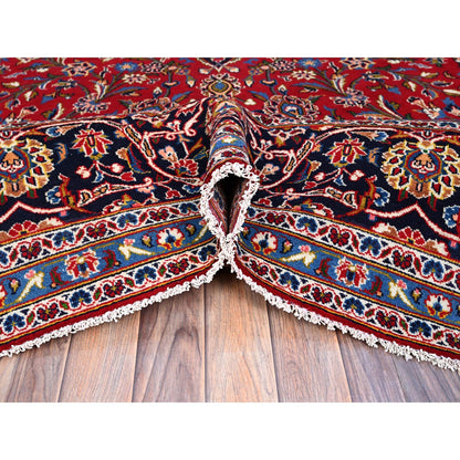 Overdyed & Vintage Wool Hand Knotted Rug Red Blue 9.9X15.8 -O0141