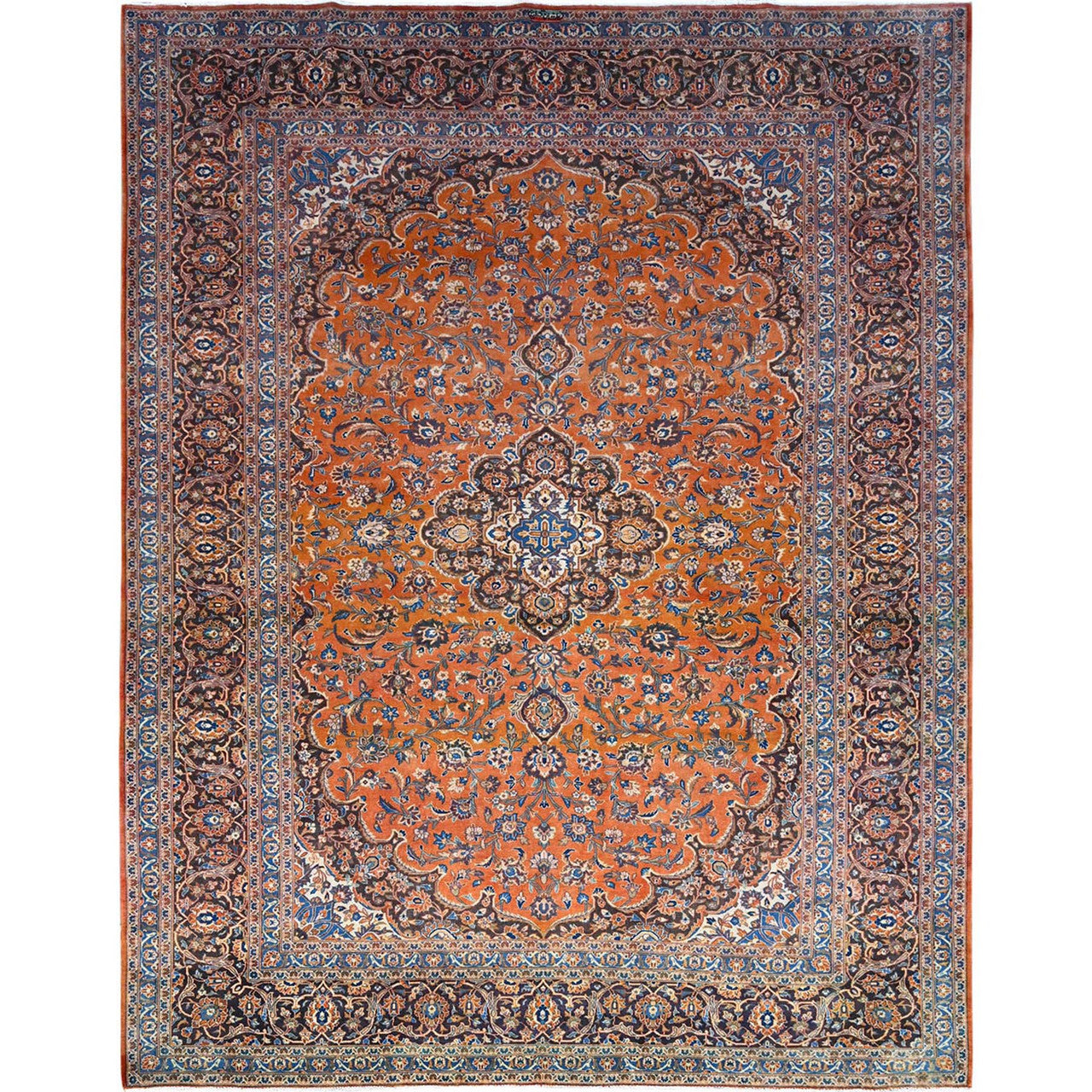 Tribal & Geometric Wool Hand Knotted Rug Red Blue 9.8X12.8 -O0143