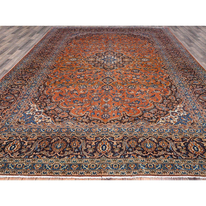 Tribal & Geometric Wool Hand Knotted Rug Red Blue 9.8X12.8 -O0143