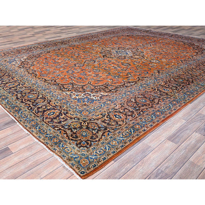 Tribal & Geometric Wool Hand Knotted Rug Red Blue 9.8X12.8 -O0143