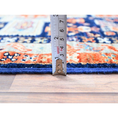 Tribal & Geometric Wool Hand Knotted Rug Blue Gray 2.0X5.10 -O0151