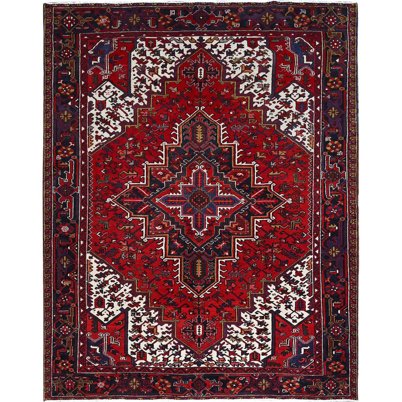 Red 8'4" x 10'7" Heriz Hand knotted Wool Rug - Sku: O0158
