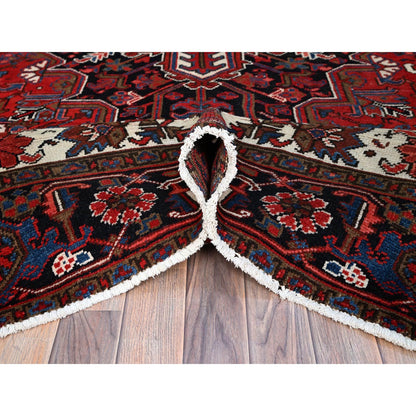 Heriz Wool Hand Knotted Rug Red Black 8.0X11.2 -O0160