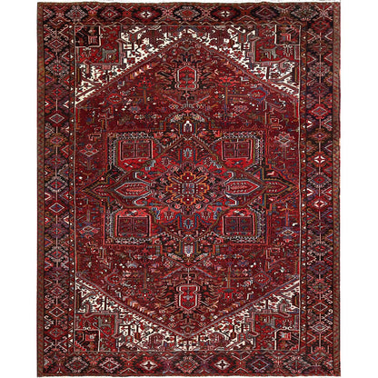 Heriz Wool Hand Knotted Rug Red Black 9.5X12.1 -O0161