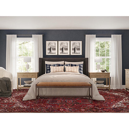 Heriz Wool Hand Knotted Rug Red Black 9.5X12.1 -O0161