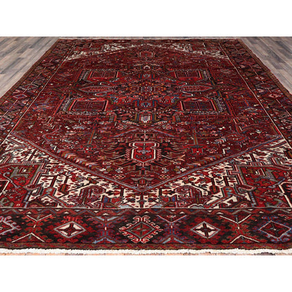 Heriz Wool Hand Knotted Rug Red Black 9.5X12.1 -O0161