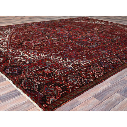 Heriz Wool Hand Knotted Rug Red Black 9.5X12.1 -O0161