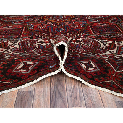 Heriz Wool Hand Knotted Rug Red Black 9.5X12.1 -O0161