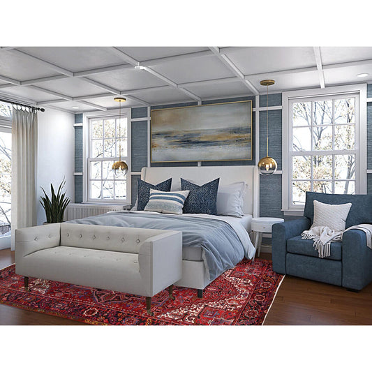 Heriz Wool Hand Knotted Rug Red Black 8.4X11.3 -O0165