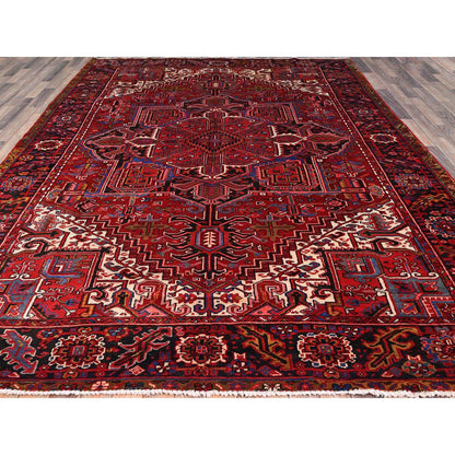 Heriz Wool Hand Knotted Rug Red Black 8.4X11.3 -O0165