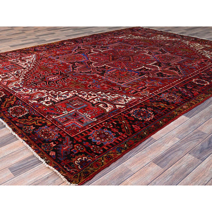 Heriz Wool Hand Knotted Rug Red Black 8.4X11.3 -O0165