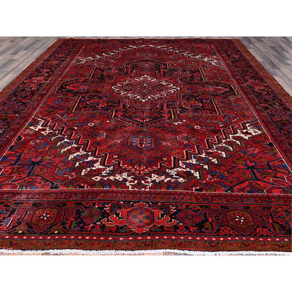 Heriz Wool Hand Knotted Rug Red Black 9.8X12.3 -O0166