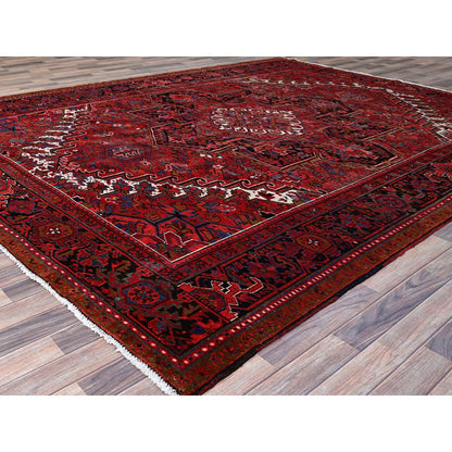 Heriz Wool Hand Knotted Rug Red Black 9.8X12.3 -O0166