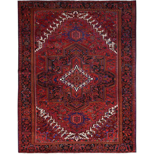 Heriz Wool Hand Knotted Rug Red Eerie Black 9.10X12.6 -O0167