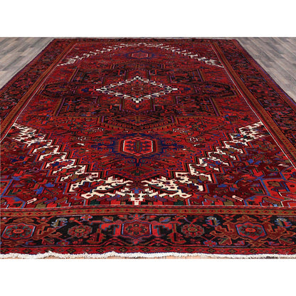 Heriz Wool Hand Knotted Rug Red Eerie Black 9.10X12.6 -O0167