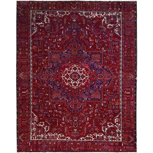 Heriz Wool Hand Knotted Rug Red Red 9.8X12.7 -O0170