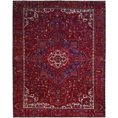 Heriz Wool Hand Knotted Rug Red Red 9.8X12.7 -O0170