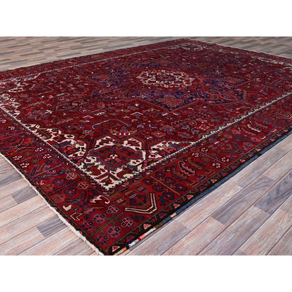 Heriz Wool Hand Knotted Rug Red Red 9.8X12.7 -O0170