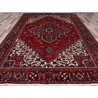 Heriz Wool Hand Knotted Rug Red Blue 7.9X10.9 -O0174