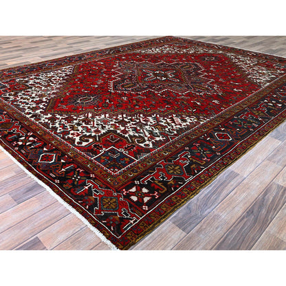 Heriz Wool Hand Knotted Rug Red Blue 7.9X10.9 -O0174