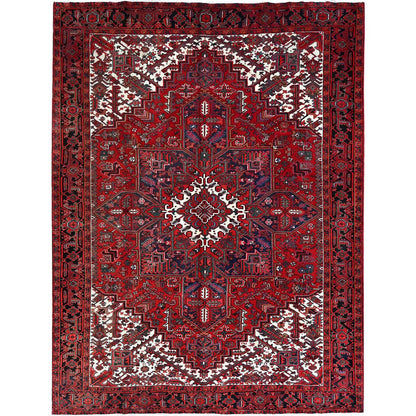 Heriz Wool Hand Knotted Rug Red Black 8.3X10.11 -O0178