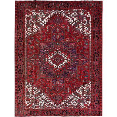 Heriz Wool Hand Knotted Rug Red Black 8.3X10.11 -O0178