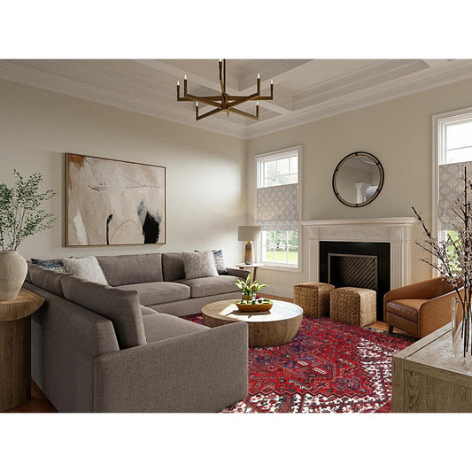 Heriz Wool Hand Knotted Rug Red Black 8.3X10.11 -O0178