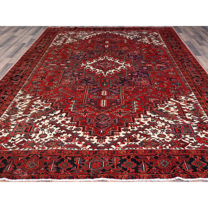 Heriz Wool Hand Knotted Rug Red Black 8.3X10.11 -O0178