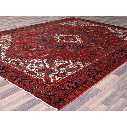 Heriz Wool Hand Knotted Rug Red Black 8.3X10.11 -O0178