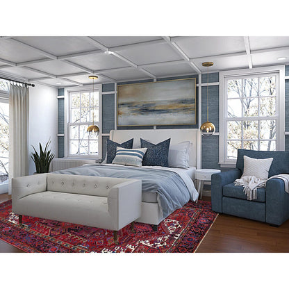 Heriz Wool Hand Knotted Rug Red Black 8.4X11.0 -O0179