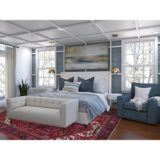 Heriz Wool Hand Knotted Rug Red Black 8.4X11.0 -O0179