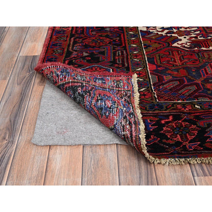 Heriz Wool Hand Knotted Rug Red Black 8.4X11.0 -O0179