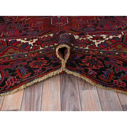 Heriz Wool Hand Knotted Rug Red Black 8.4X11.0 -O0179