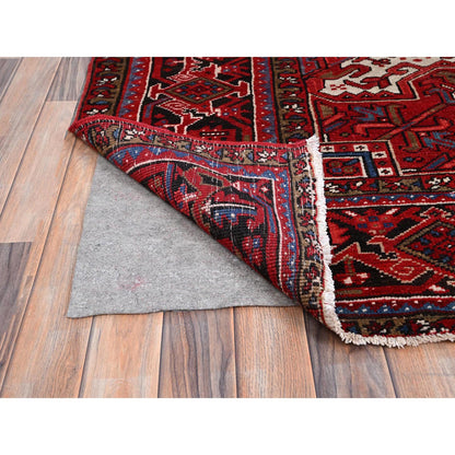 Heriz Wool Hand Knotted Rug Red Black 10.2X13.8 -O0181